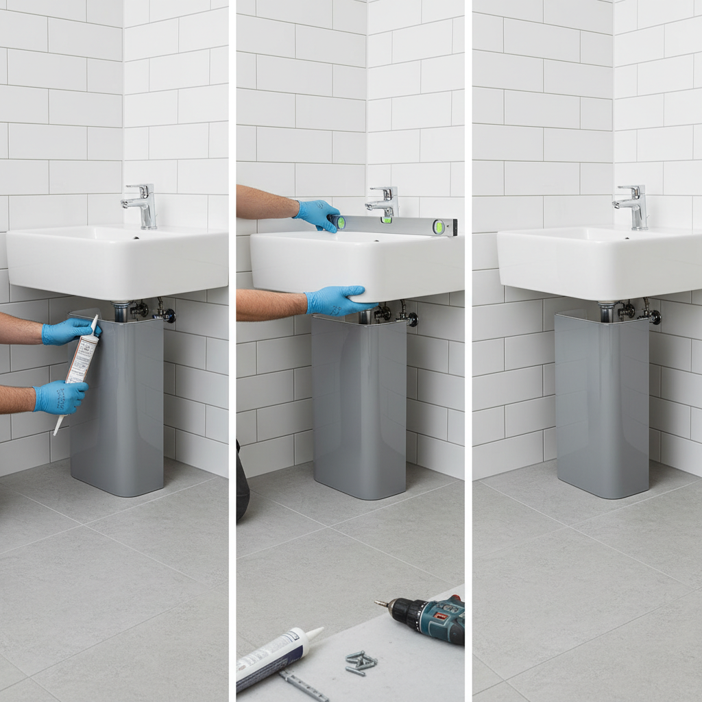 jak zamontować półpostument pod umywalkę