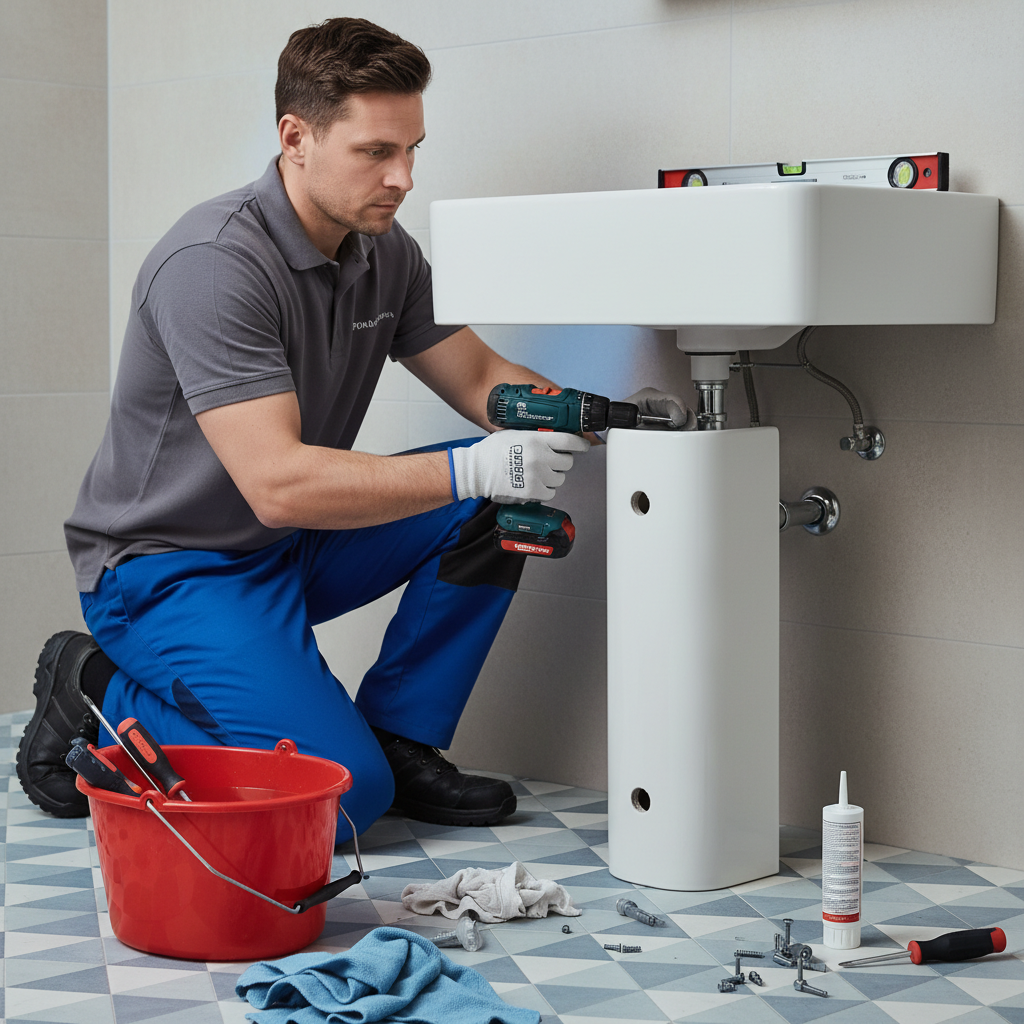 jak zamontować półpostument pod umywalkę