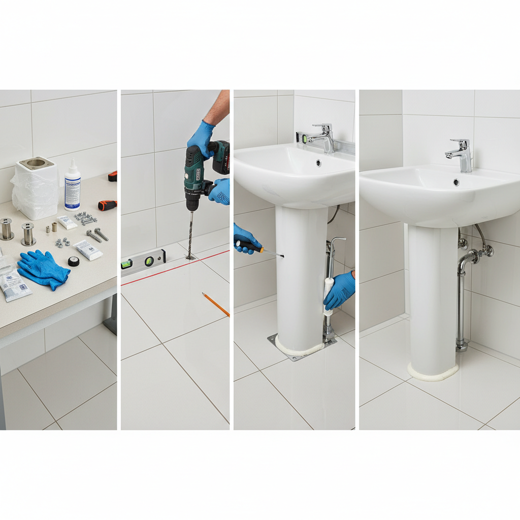 jak zamontować półpostument pod umywalkę